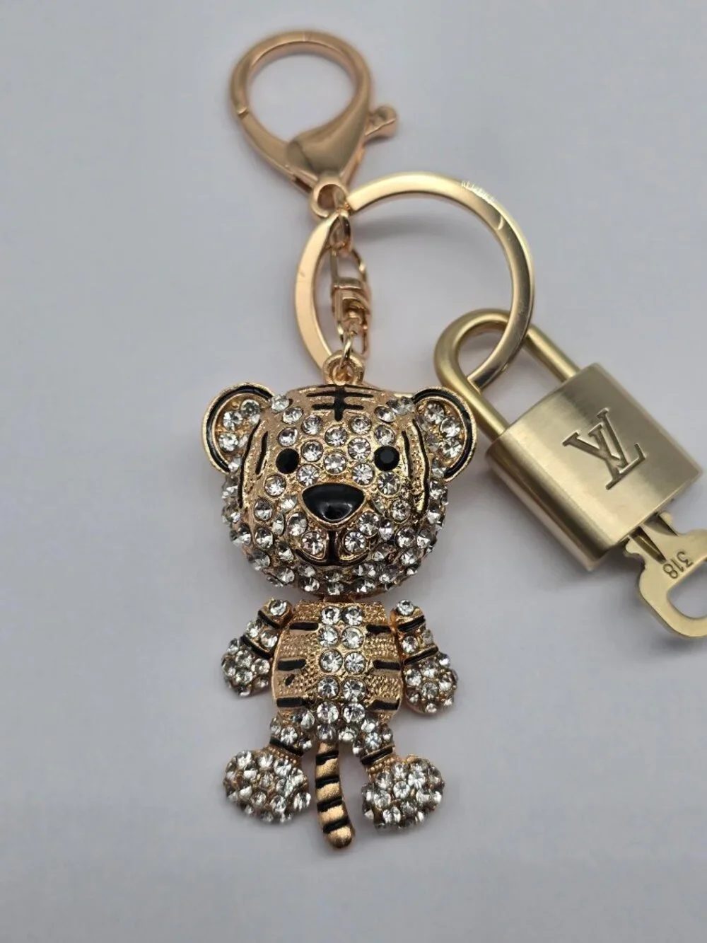 Louis Vuitton Authentic Gold Padlock 🔑 Key + Stylish Unbranded Lion Bag Charm